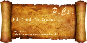 Pázmán Csaba névjegykártya