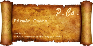 Pázmán Csaba névjegykártya